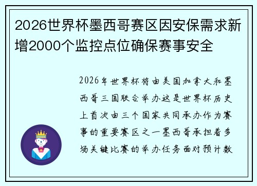 2026世界杯墨西哥赛区因安保需求新增2000个监控点位确保赛事安全